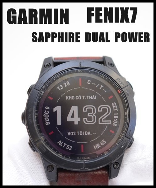 GARMIN FENIX 7 Sapphire Dual Power 革バンド マルチスポーツGPS