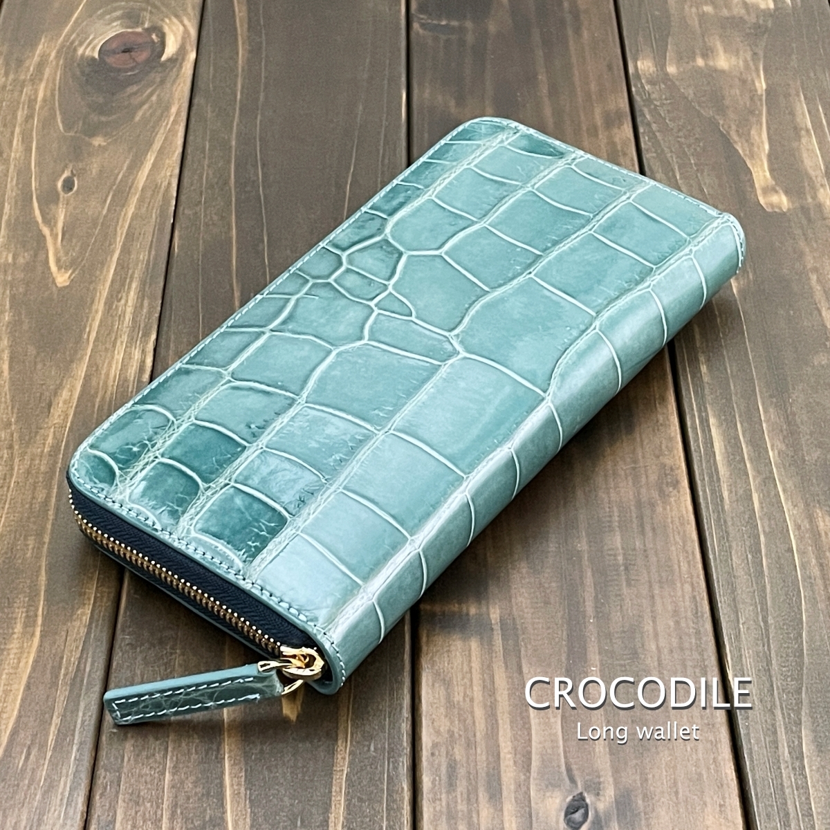 CROCODIL クロコダイル ロングウォレット 長財布 ブルージーン 青 3_画像1