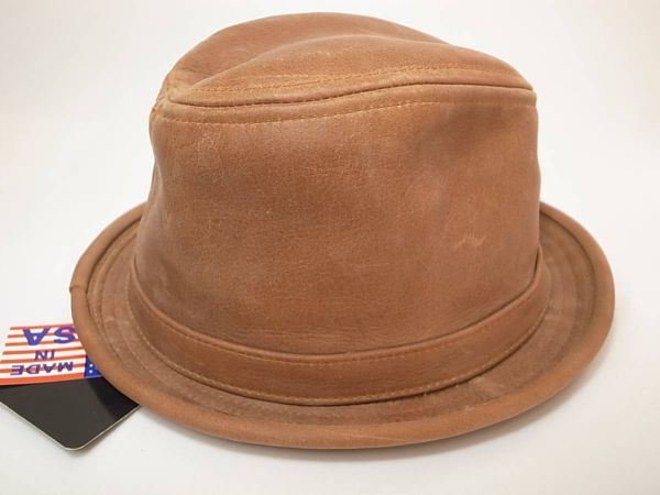 [ бесплатная доставка быстрое решение ]New York Hat New York Hat Vintage Leather Fedora винтажная обработка кожа кожаный мягкая шляпа шляпа Rust XL новый товар USA производства американский производства 