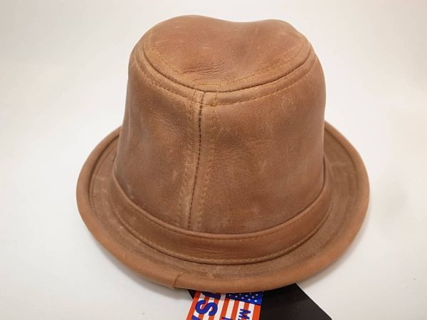 [ бесплатная доставка быстрое решение ]New York Hat New York Hat Vintage Leather Fedora винтажная обработка кожа кожаный мягкая шляпа шляпа Rust XL новый товар USA производства американский производства 