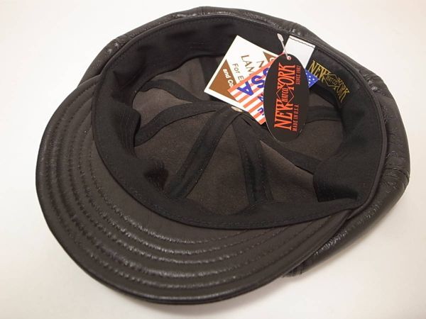 【送料無料 即決】New York HatニューヨークハットNewYorkHat USA製 Lambskin Spitfire本革製  レザー素材キャスケット 茶 ブラウン XL 新品