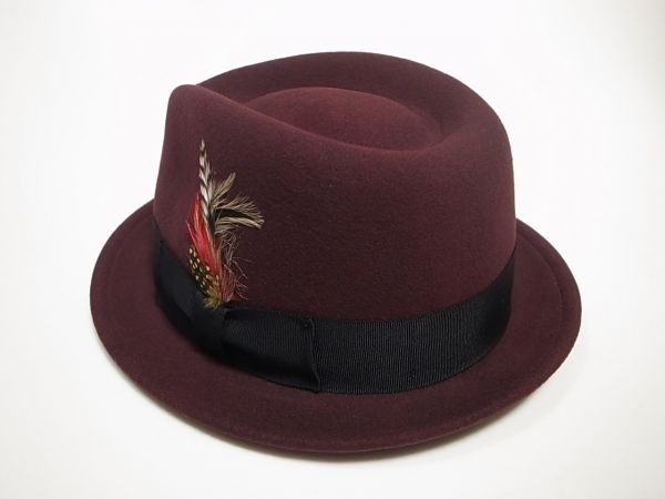 【送料無料 即決】New York Hat ニューヨークハット NewYorkHat Tear Drop Stingy フェルトハット バーガンディー M 新品 アメリカ製 USA製_画像3