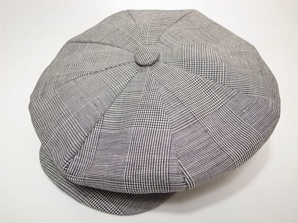 【送料無料 即決】New York HatニューヨークハットNewYorkHat Plaid Linen Big Appleプレイド リネン素材 大ぶりキャスケット灰 新品 USA製