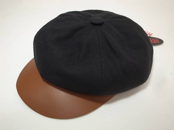 【送料無料 即決】少々訳有 New York HatニューヨークハットNewYorkHat Canvas/Leather Spitfireキャンバス レザー キャスケット黒M新品_画像4