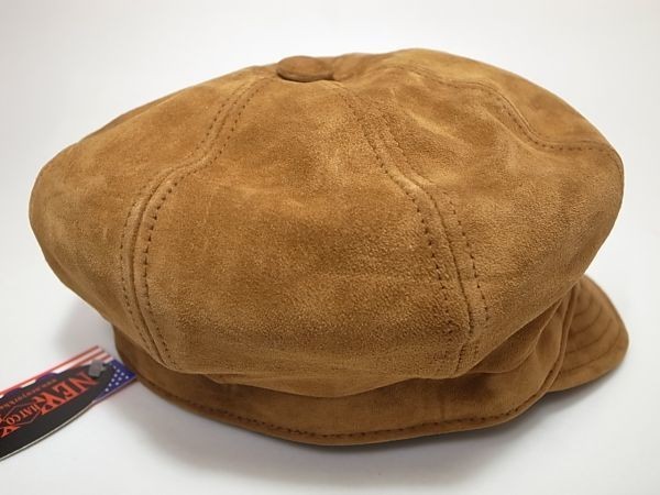 【送料無料 即決】New York HatニューヨークハットNewYorkHat Suede Spitfireスエード革製 レザー素材キャスケットRust L 新品 MADE IN USA