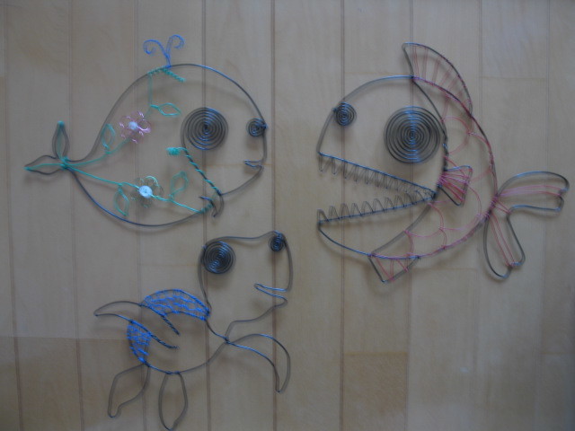魚　ピラニア　ワイヤーアート　ワイヤークラフト　針金細工　ハンドメイド　壁飾り_画像4