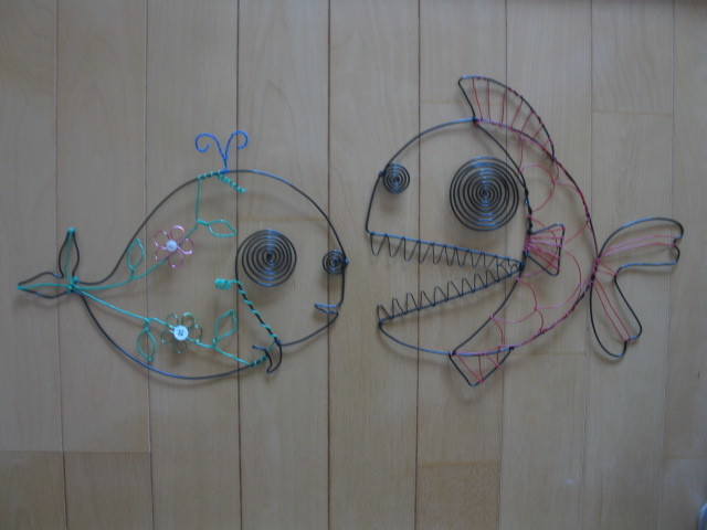 魚　ピラニア　ワイヤーアート　ワイヤークラフト　針金細工　ハンドメイド　壁飾り_画像5