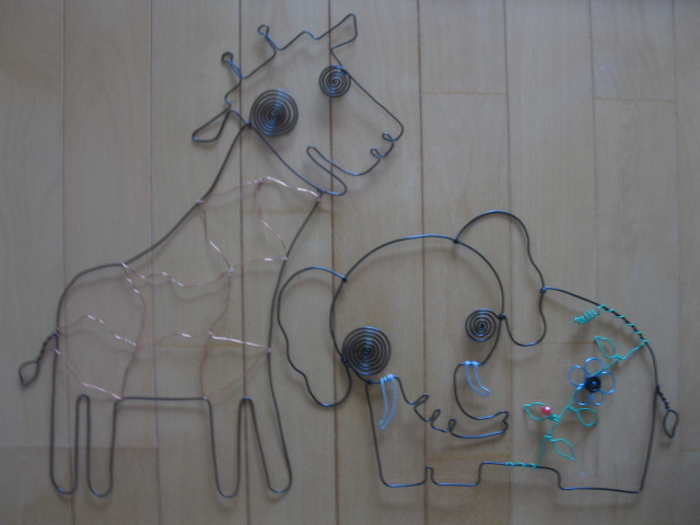 キリン　麒麟　ワイヤーアート　ワイヤークラフト　針金細工　ハンドメイド　壁飾り_画像5