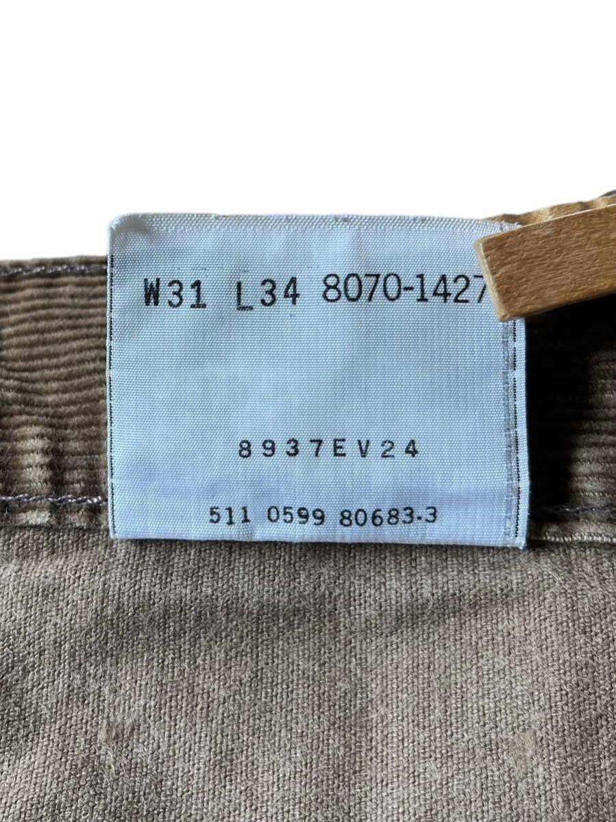 ●●vintage 99年製 LEVI'S リーバイス コーデュロイパンツ w31（w76l72.5）こげ茶●●_画像9