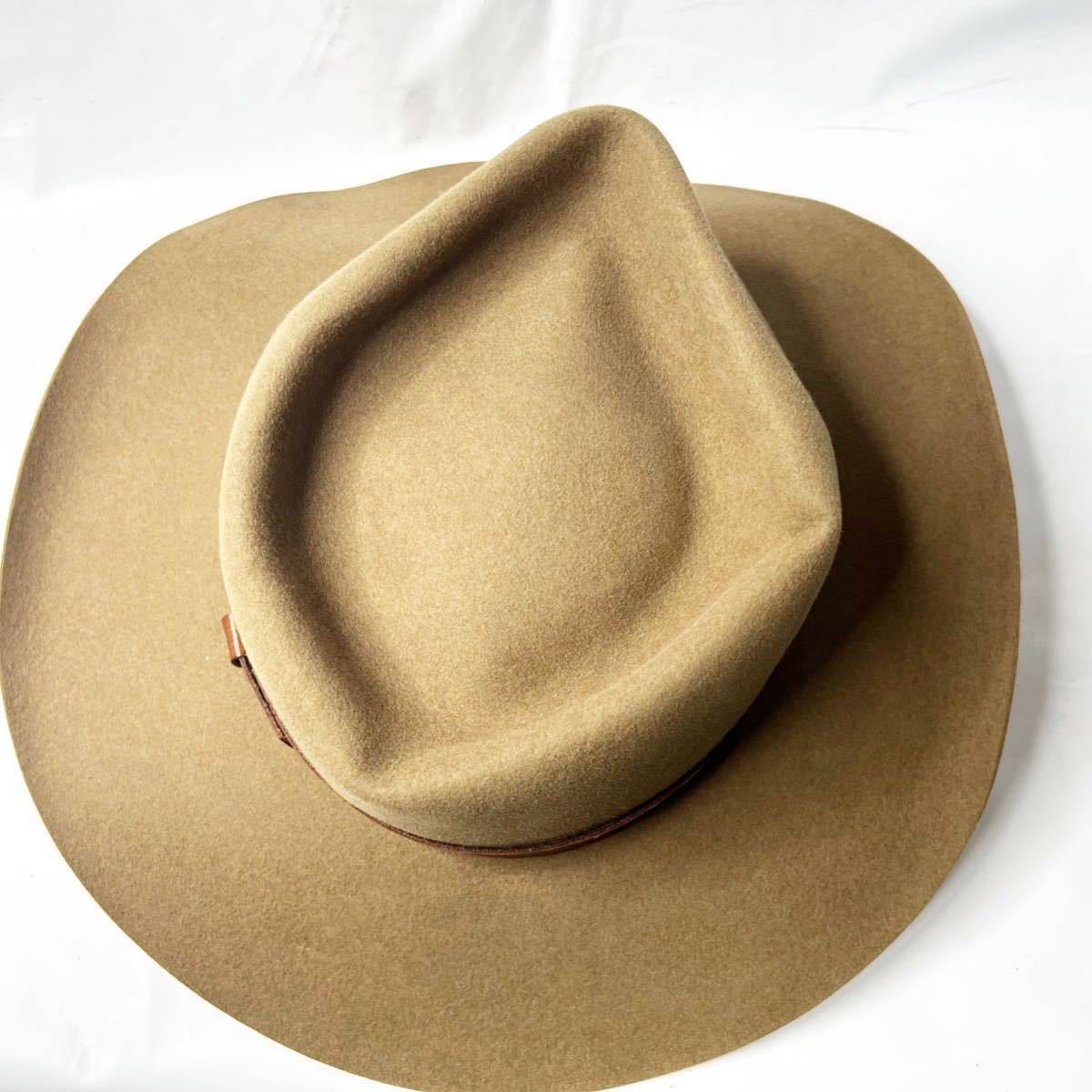 即決☆AKUBRA☆未使用 58 オーストラリア製 ウエスタンハット テンガロンハット フェルトハット ブラウン モカ