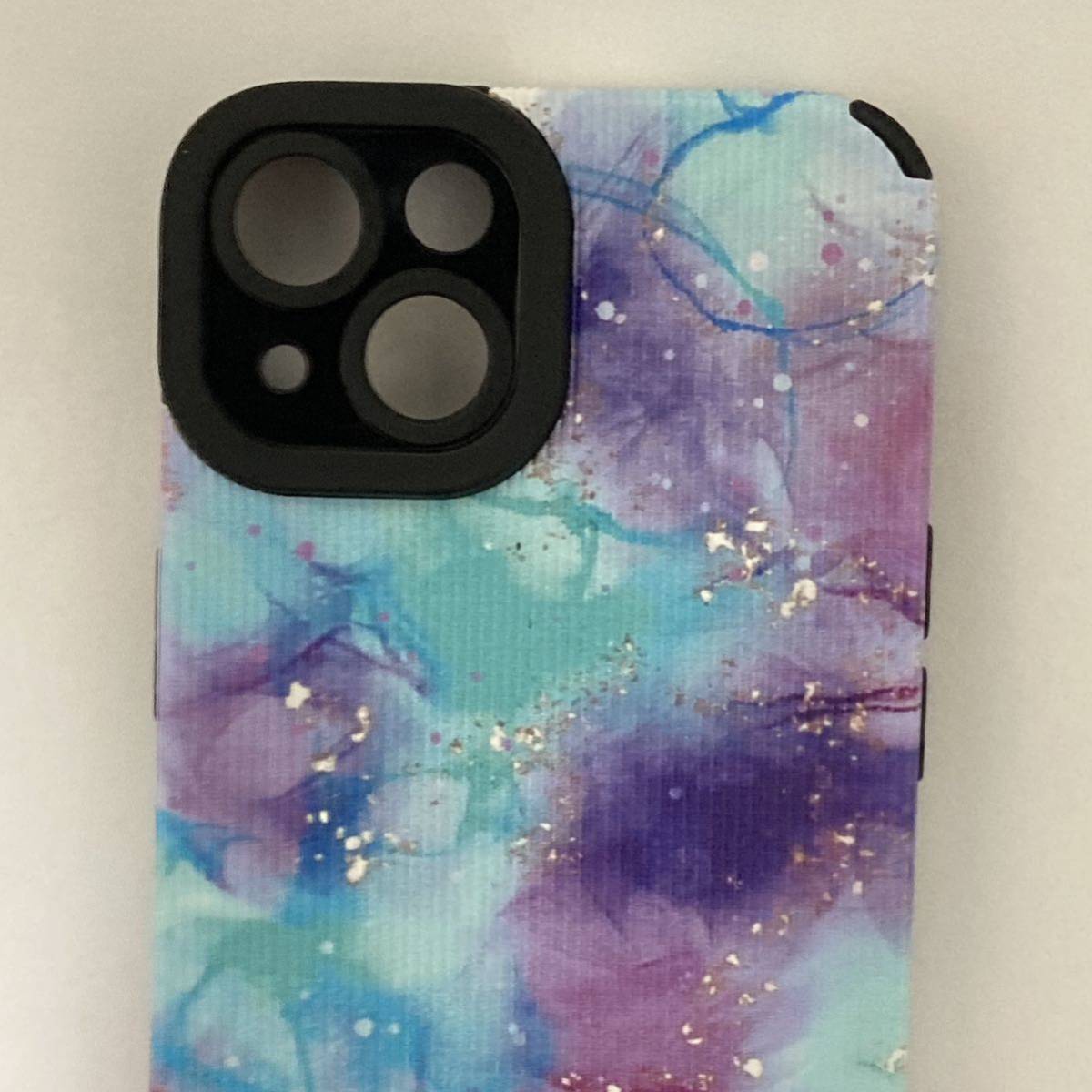 新品 iPhone14ケース 花柄模様 水彩風 綺麗　幻想的 水色　紫　おしゃれなiPhoneケース 綺麗　素敵　花　ファンタジー_画像2