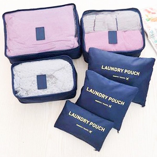  travel for storage pouch 6 point set travel convenience goods laundry pouch blue 