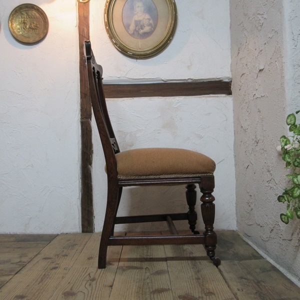 イギリス アンティーク 家具 ダイニングチェア キャスター付 椅子 イス 店舗什器 カフェ 木製 オーク 英国 DININGCHAIR 4146eの画像6