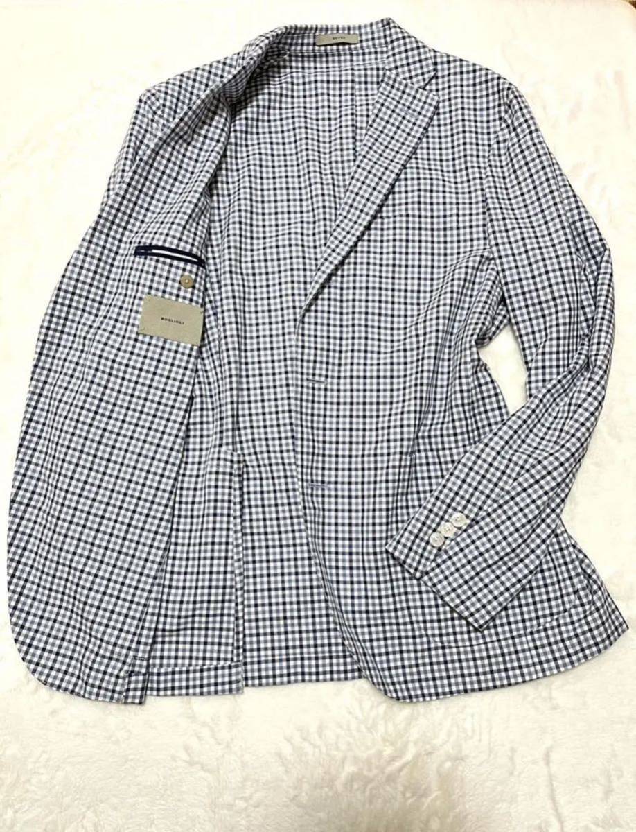 極美品 爽やか紳士 ブルーチェック BOGLIOLI ボリオリ ブルーチェック