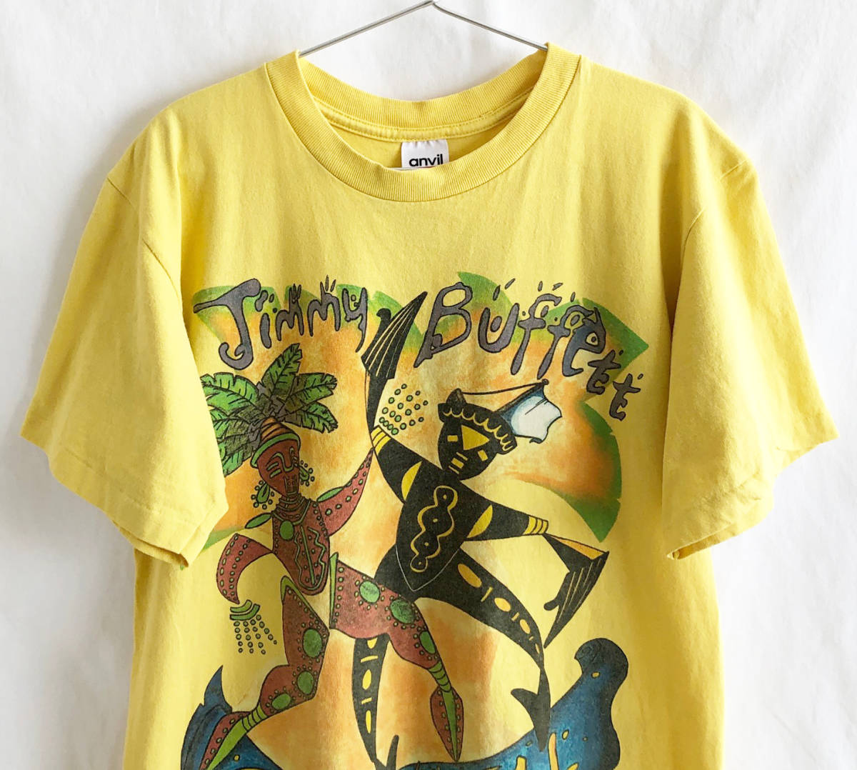 即決【90's ヴィンテージ /Jimmy Buffett】1998 Carnival オフィシャル ツアー Tシャツ /M/イエロー/レア バンドT/カリプソ/ANVIL(p-232-5)_画像7