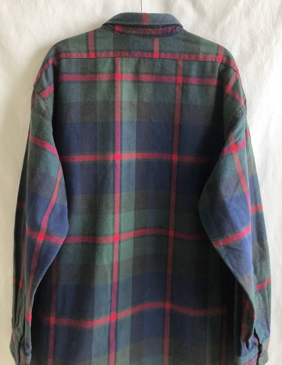 即決【80's ヴィンテージ/L.L.Bean】シャモアクロス シャツ/XL/ビッグサイズ/ヘビーフランネル/ネイビーチェック/アメリカ製(p-232-3-11)_画像9