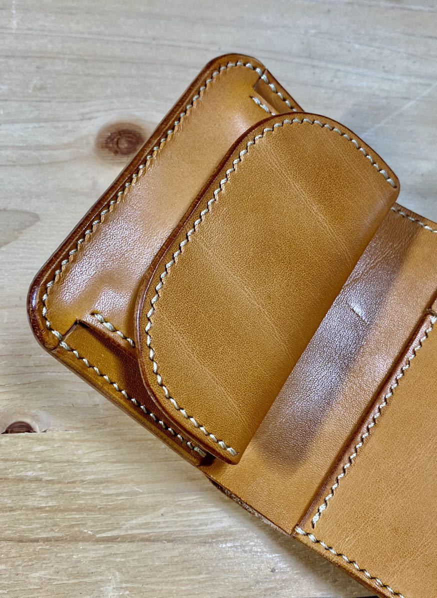  Tochigi leather * grading saddle * Camel [ free shipping ] hand ..: minute thickness . purse : palm size : era reverse line : blog solorileather.blog.jp