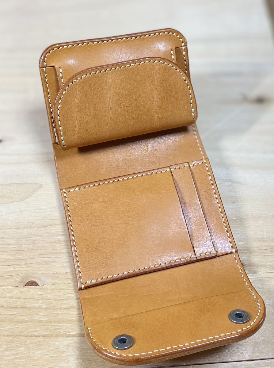  Tochigi leather * grading saddle * Camel [ free shipping ] hand ..: minute thickness . purse : palm size : era reverse line : blog solorileather.blog.jp