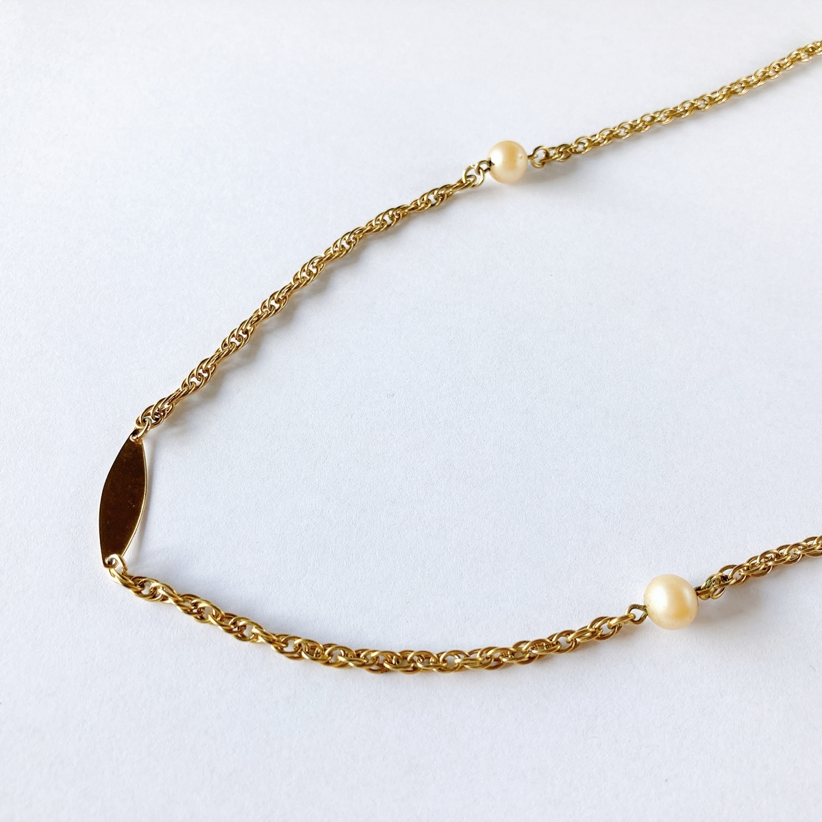 Cocktail long necklace 1970s vintage gold pearl_画像2