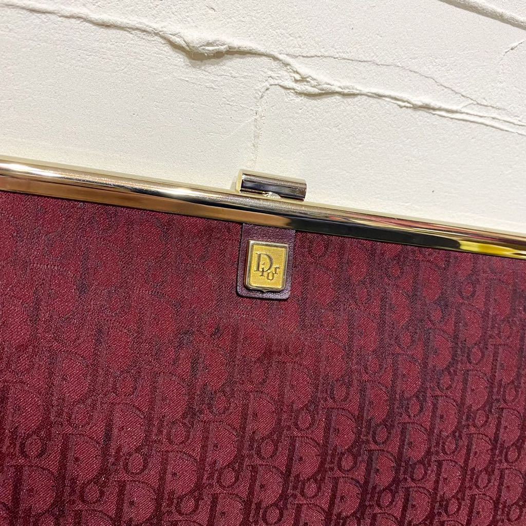 美品 Christian Dior VINTAGE クラッチバッグ トロッター キャンバス×レザー オブリーク 赤 ボルドー セカンドバッグ ポーチ