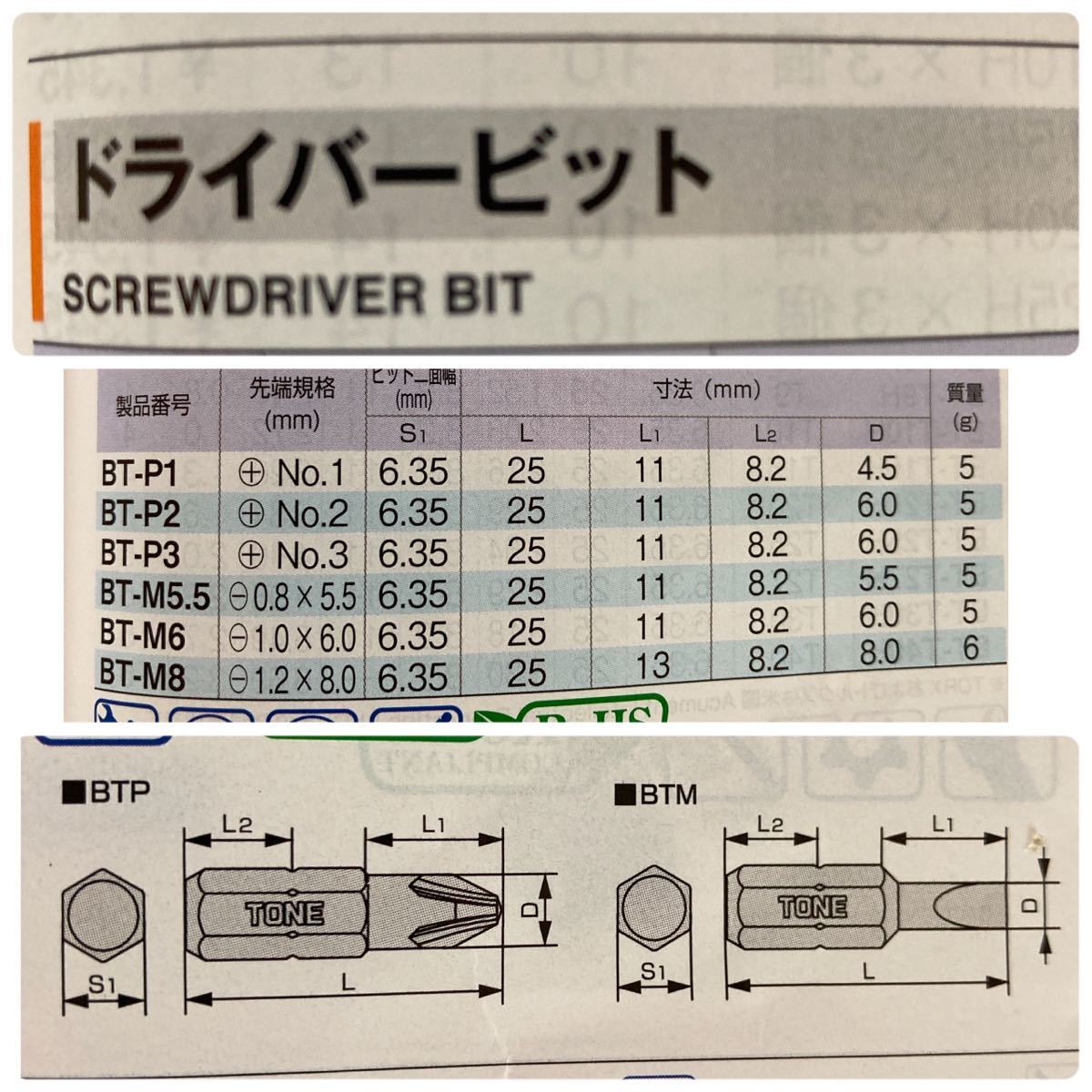 新品未使用　TONE ドライバービット　プラスNO1 BT-P1 4個_画像2