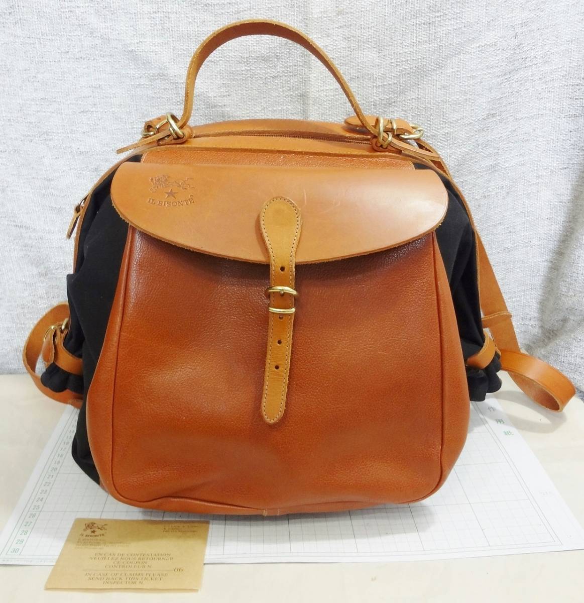 美品 9万円】 IL BISONTE イルビゾンテ レザー×キャンバス キャンディ