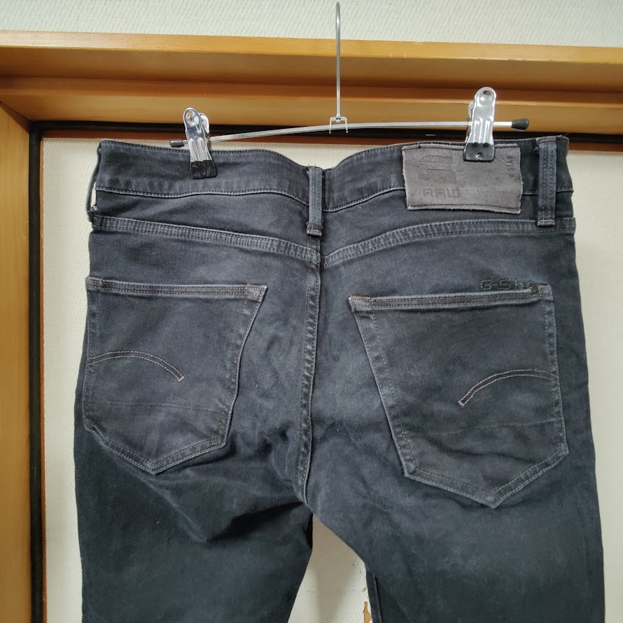 【送料無料】 G-Star RAW 3301 SLIM ストレッチ ブラック デニム 32インチ ジーンズ ジースター・ロゥ_画像4