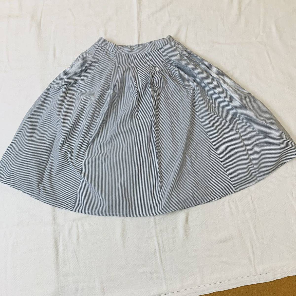 【ユナイテッドアローズ】綿100%ストライプギャザースカートの画像2