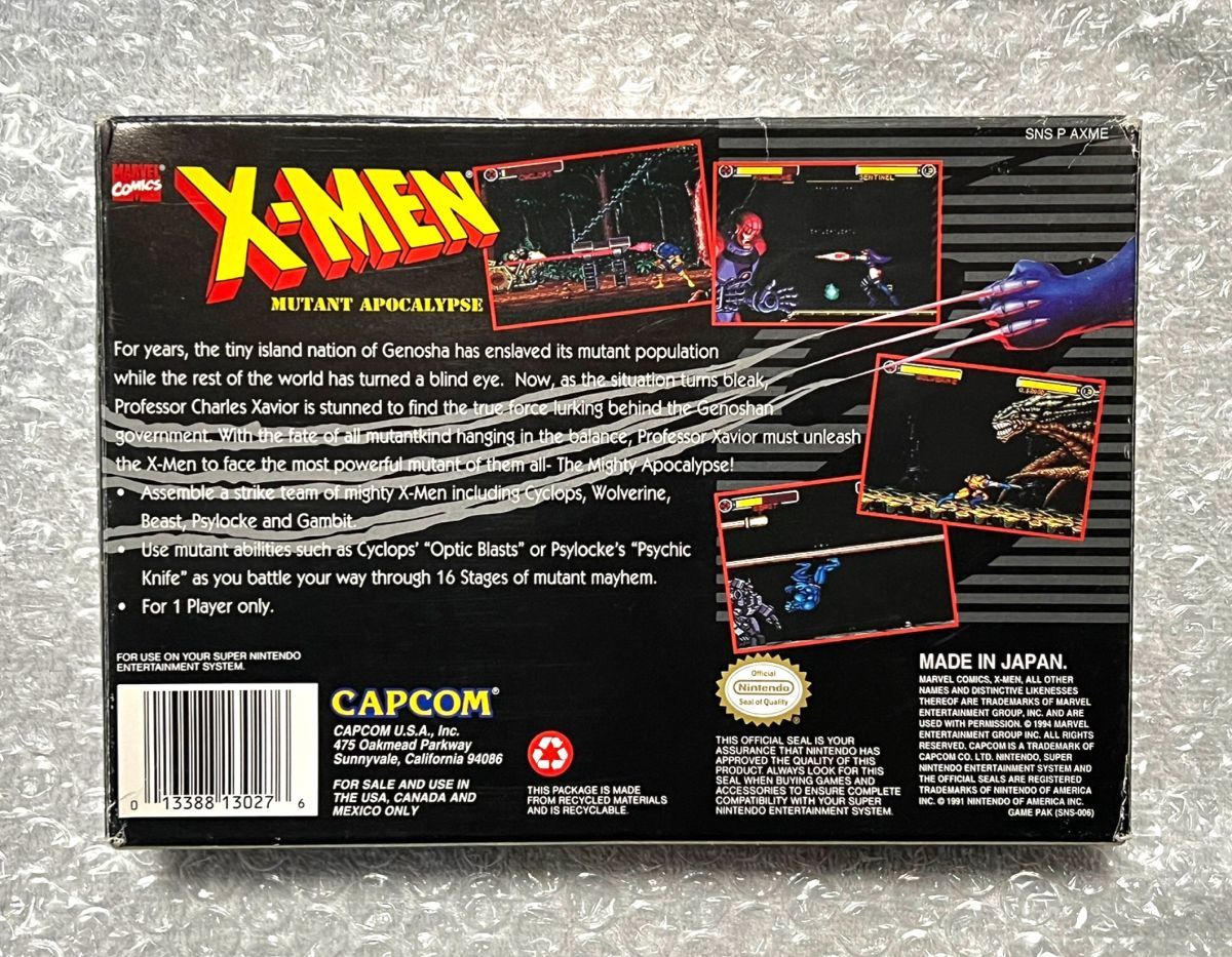 海外版・箱説ハガキ付属・動作確認済み〉SNES SFC X-MEN MUTANT