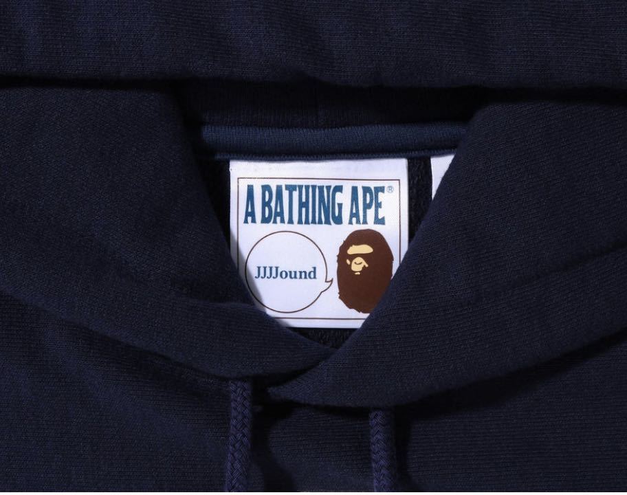 BAPE x JJJJOUND RELAXED CLASSIC COLLEGE PULLOVER HOODIE NAVY M