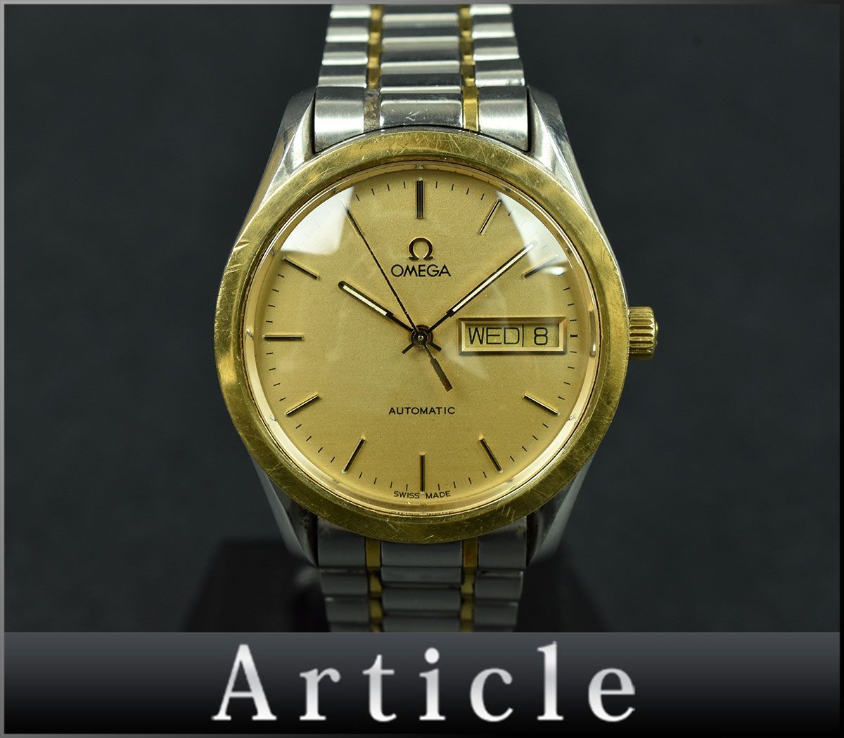 143234☆動作未確認 ジャンク OMEGA オメガ シーマスター 腕時計 自動巻 デイデイト ラウンド アナログ SS YG ゴールド シルバー メンズ/ Dの画像1