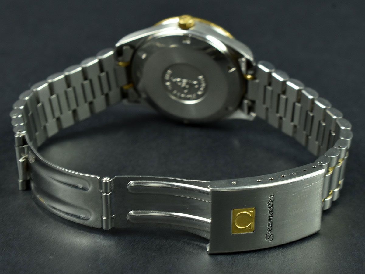 143234☆動作未確認 ジャンク OMEGA オメガ シーマスター 腕時計 自動巻 デイデイト ラウンド アナログ SS YG ゴールド シルバー メンズ/ Dの画像8