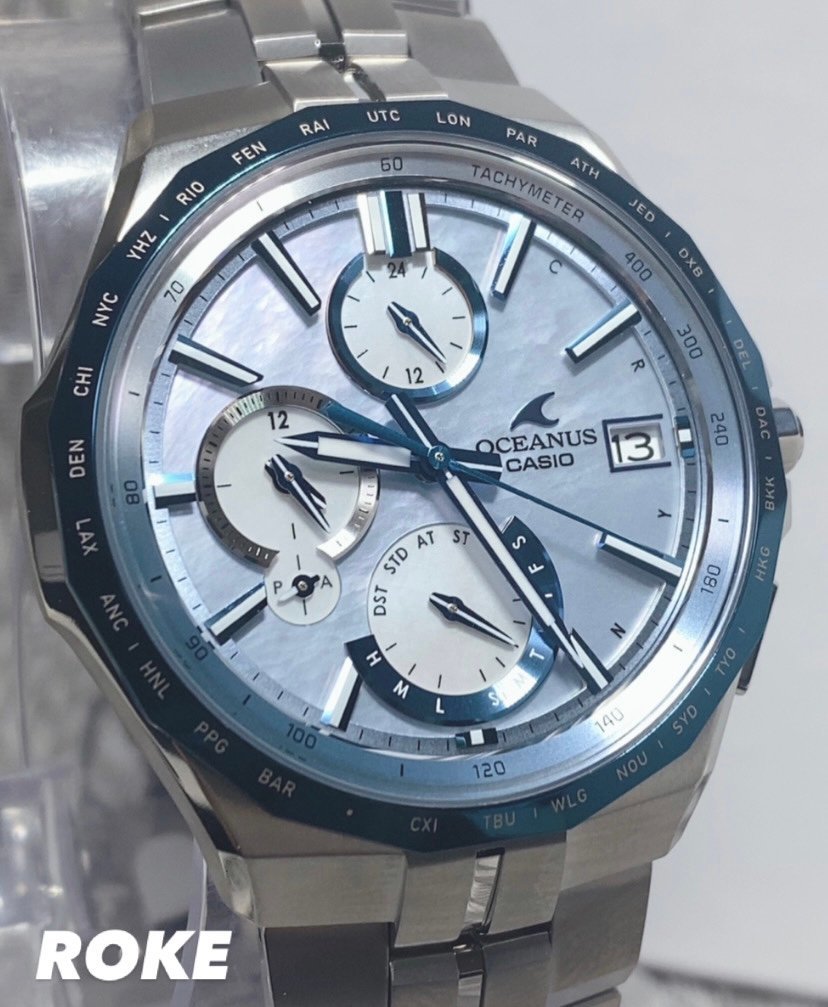 新品 国内正規品 オシアナス CASIO OCEANUS 電波ソーラー 腕時計 Japan Indigo ～藍～ Manta マンタ OCW-S5000APA-2AJF のブランド -