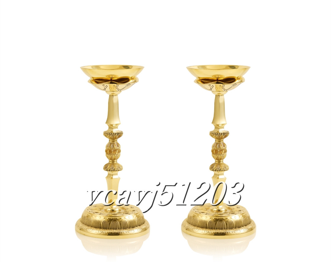 密教法具 寺院用仏具」極上品 燭台一対 独鈷杵 仏具 真鍮製 磨き 密教法具 寺院用仏具」極上品 燭台一対 独鈷杵 仏具 真鍮製 磨き