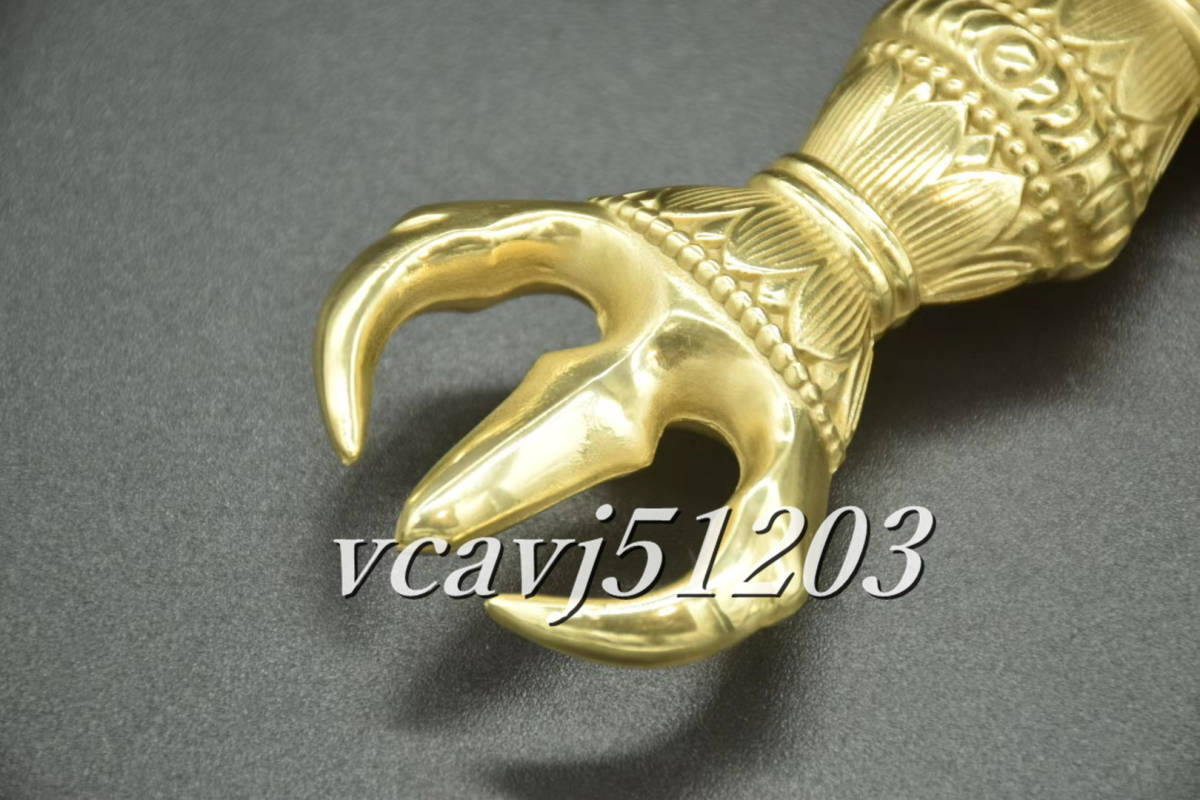 密教法具 寺院用仏具」極上品 鬼面型 不動明王剣 真鍮製 磨き 密教法具 寺院用仏具」極上品 鬼面型 不動明王剣 真鍮製 磨き