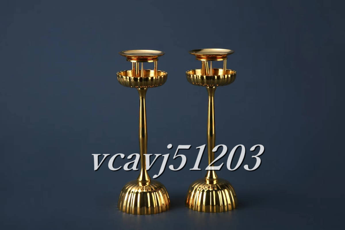 密教法具 寺院用仏具」極上品 菊壇灯(一対)仏教美術 仏具 真鍮製