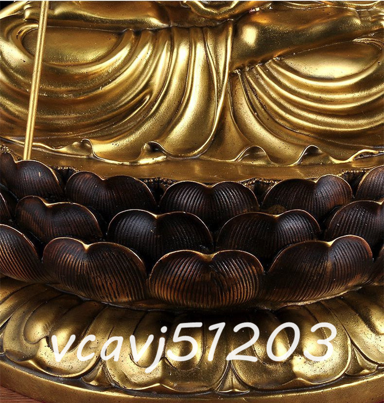 「仏教法具 寺院用仏具」極上品 観音菩薩座像 仏像 真鍮製 仏教美術 高さ46cm/重さ約10kg_画像9