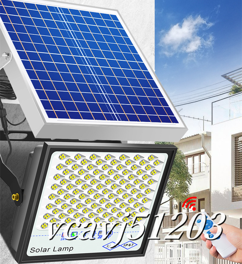 ◆稀少品◆LED投光器 ソーラーライト街灯 屋外用ライト 太陽光発電 防水 高輝度 バッテリー残量表示 ガーデンライト駐車場 照明 3000W-X_画像2