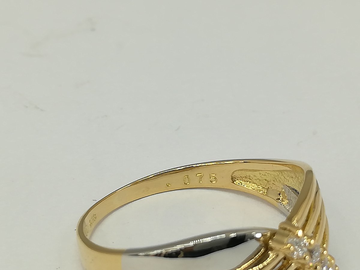 リング】田中貴金属製 K18/PT900(刻印有) メレダイヤ 0.075ct フォー