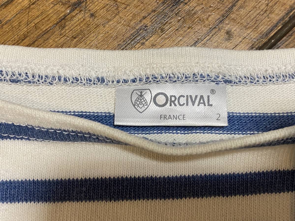 A2348o-si bar /o-chi bar ORCIVAL* long sleeve border T-shirt / cut and sewn lady's 2 blue line 