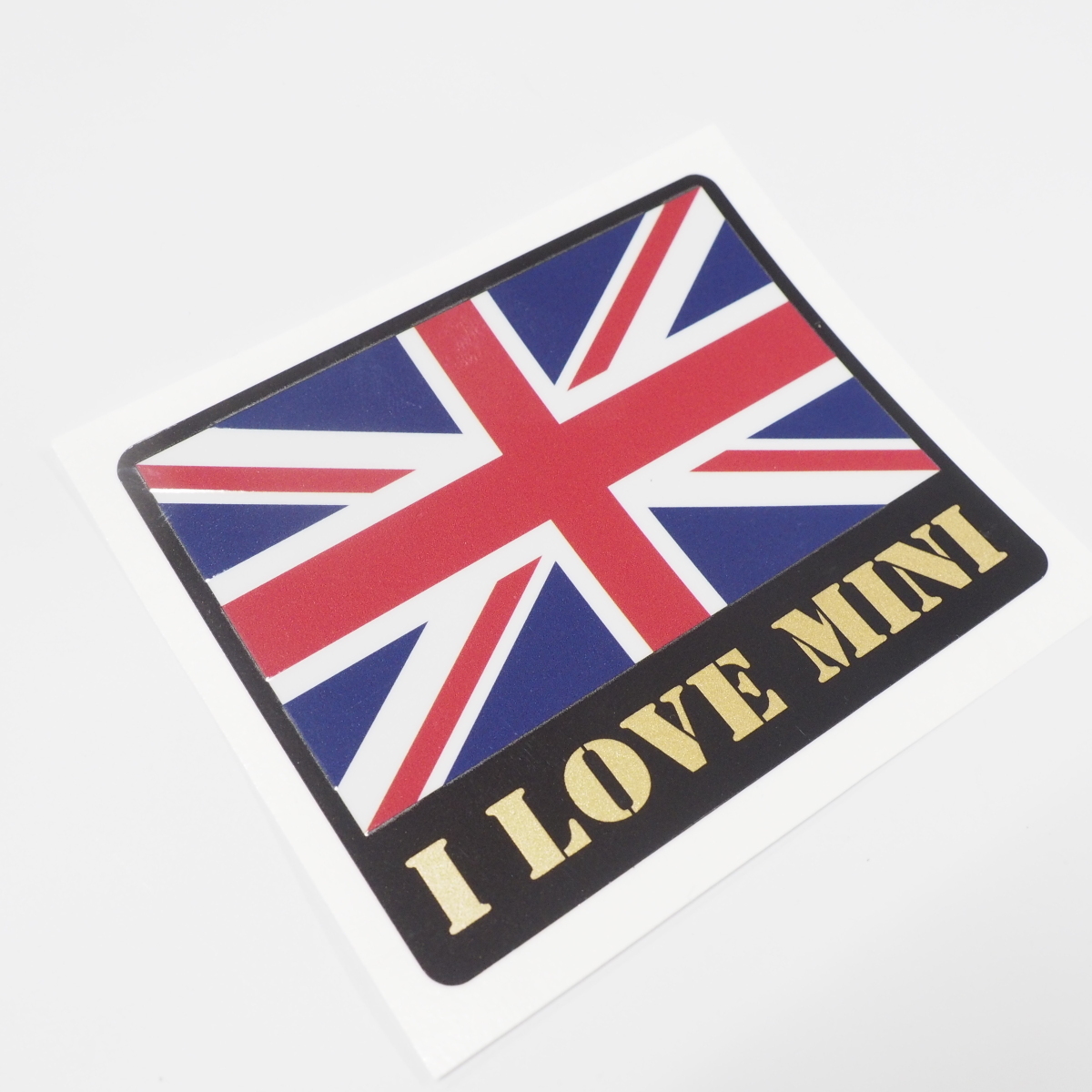（ゴールド色あり）I LOVE MINI ミニクーパ― ユニオンジャック ステッカー 8cm 国旗 イギリス mini ドレスアップ かわいい_画像2