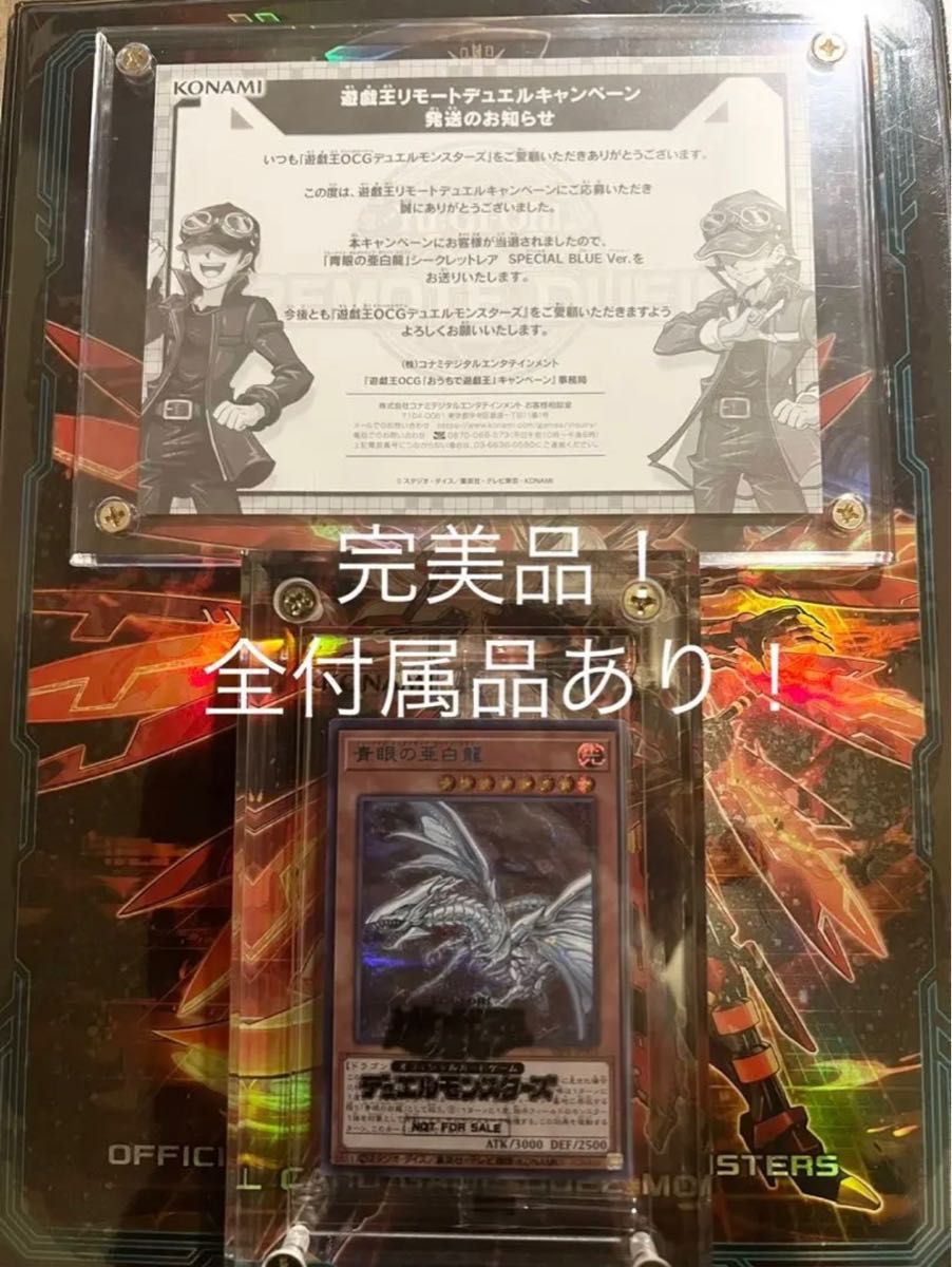 青眼の亜白龍 ブルーシークレット ブルシク 未開封 当選通知書と 青眼の亜白龍 ブルーシークレット ブルシク 未開封 当選通知書と