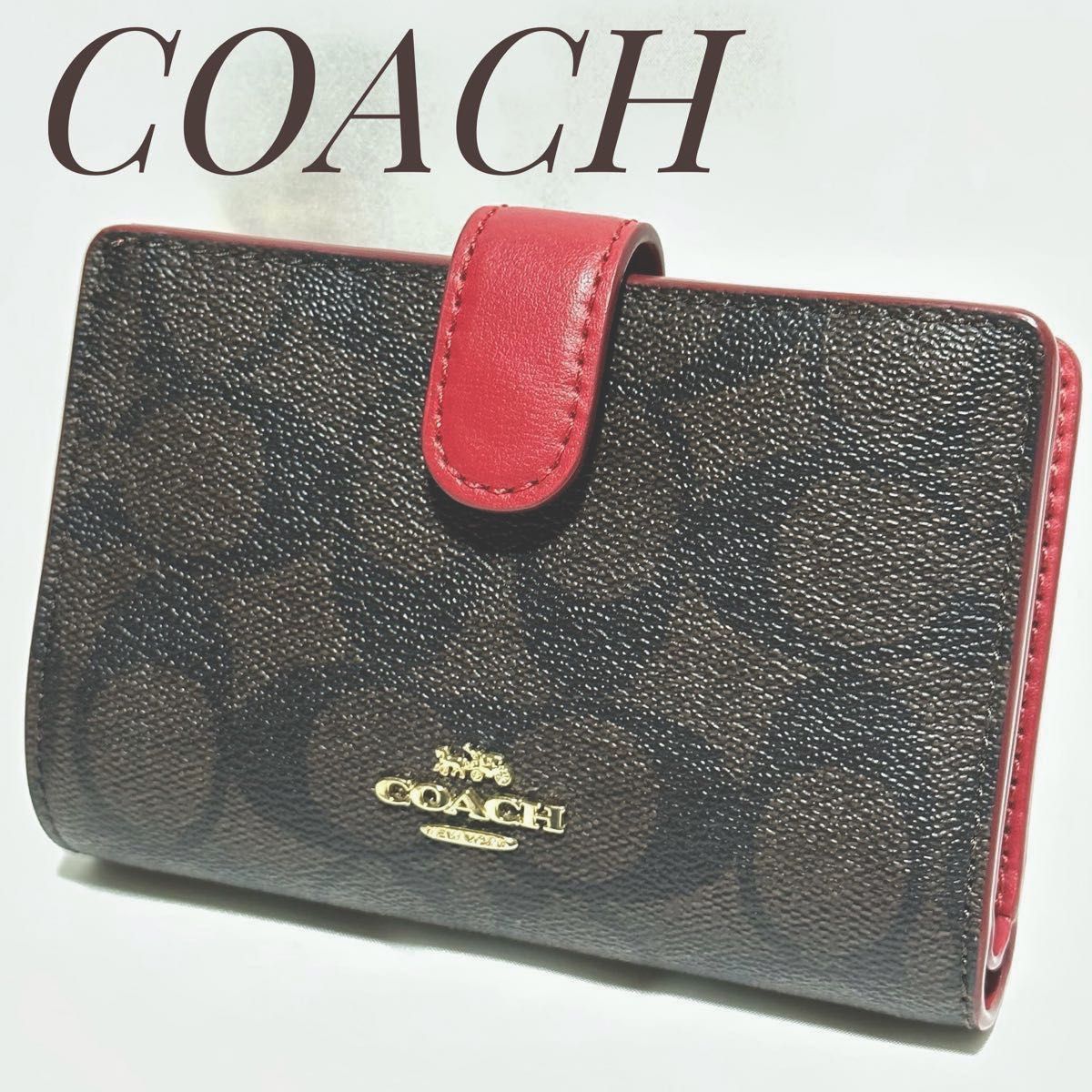 ケースにて COACH - コーチ アップル 二つ折り 赤 レッドの通販 by