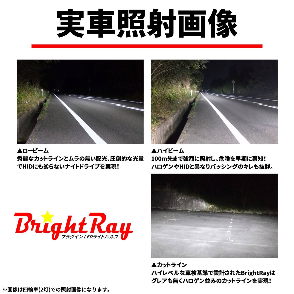 送料無料 2年保証 ヤマハ FJ1200 3CV LED ヘッドライト BrightRay バルブ H4 Hi/Lo 6000K 車検対応 ハロゲンから簡単交換_画像3