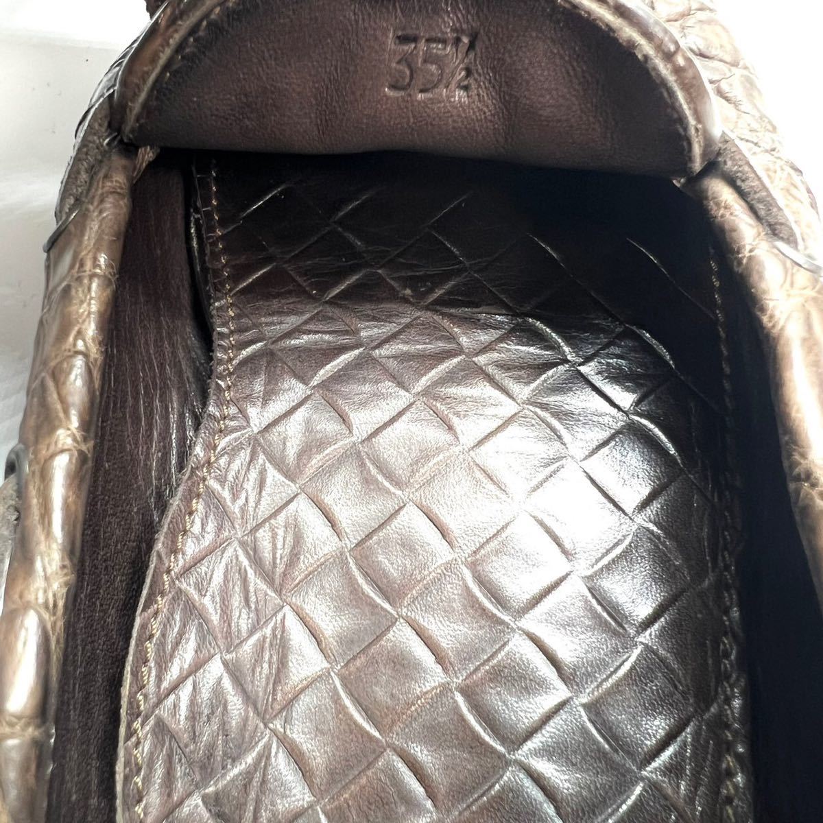 BOTTEGA VENETA ボッテガヴェネタ　ドライビングシューズ　クロコダイル　35 1/2 22.5cm レディース　ダークブラウン　靴　シューズ_画像7