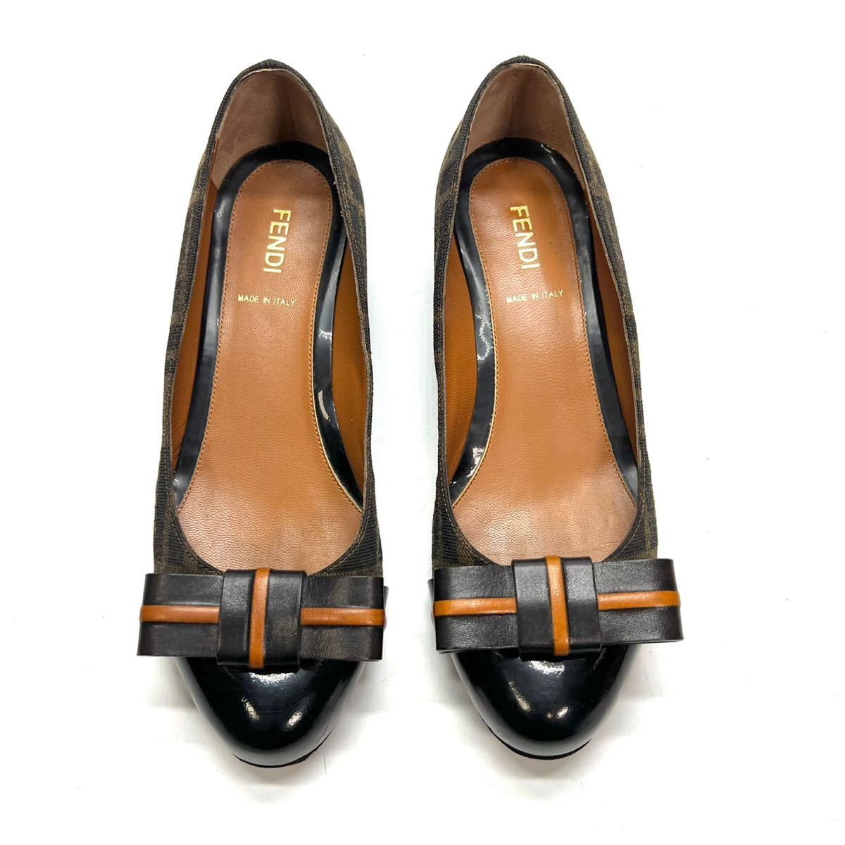 ヤフオク! - FENDI フェンディ パンプス ズッカ柄 リボン 36