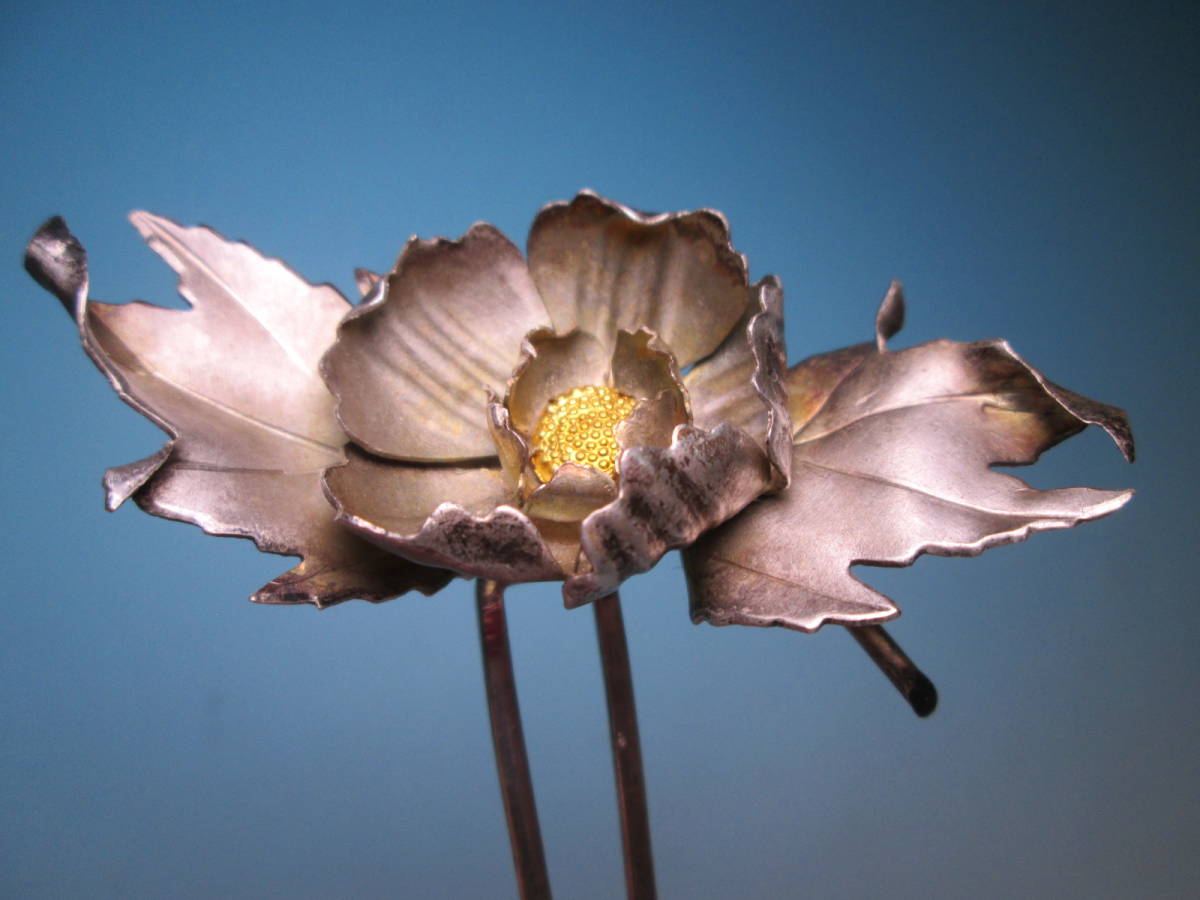爆売り! 【江月】アンティーク・彫金細工 牡丹の花のかんざし 12,61g