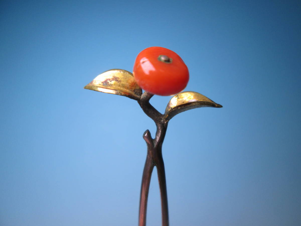 [. month ] antique *book@.. sphere decoration silver . gold persimmon. ornamental hairpin tree box attaching 