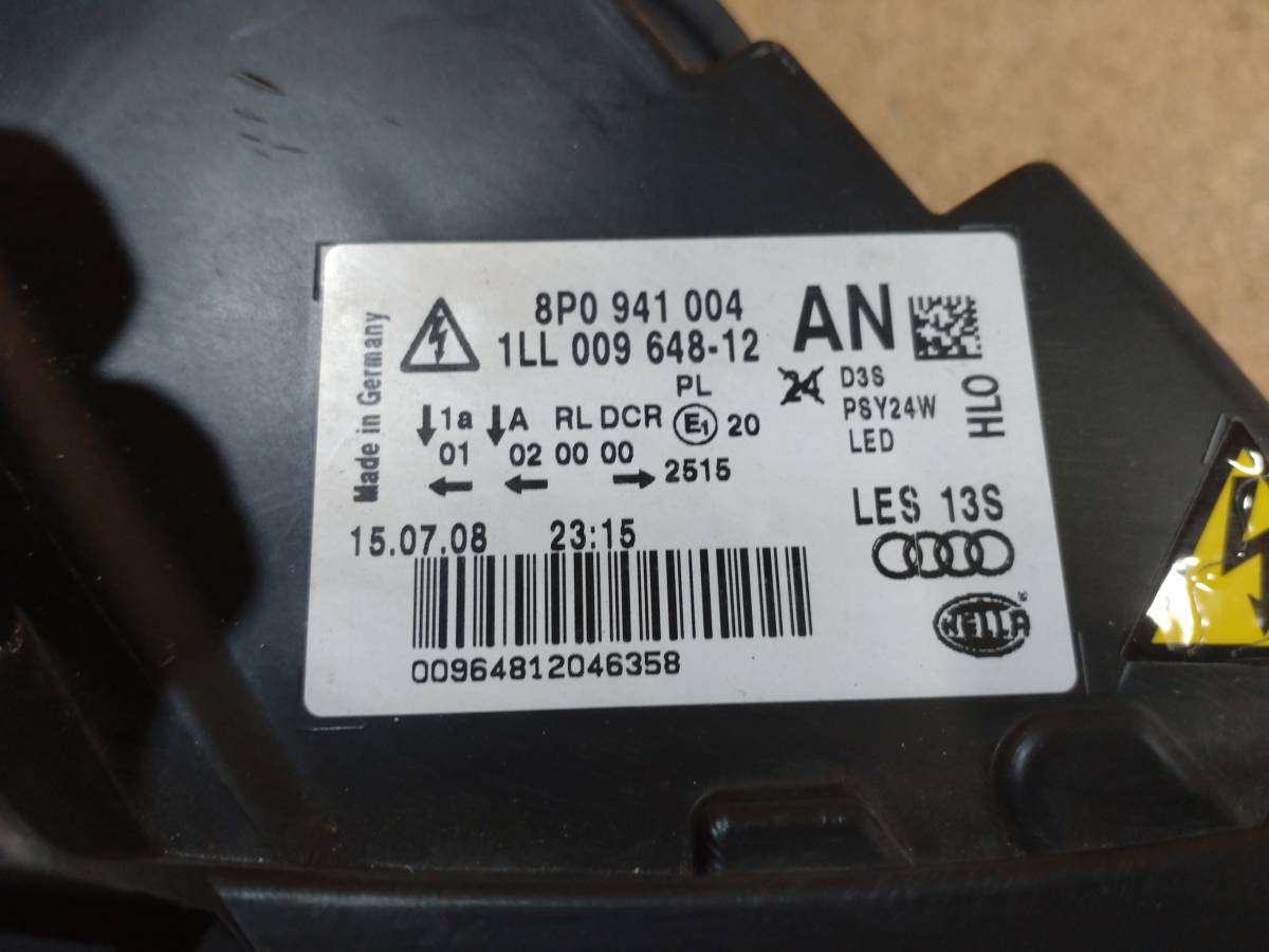 【良品】Audi アウディ A3 8P 右ヘッドライト HID 8P0 941 004 後期 8P0 941 030 BF【R5-1174C-O】_画像9