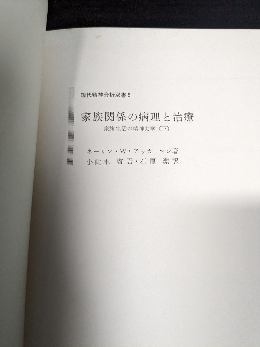 家族関係の病理と治療　家庭生活の精神力学　下 （現代精神分析双書　５） 